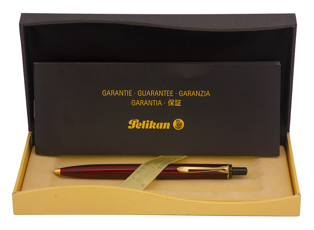 Pelikan K200 Ballpoint (2003) - Transparent Red w Gold Trim (Near Mint in Box,  Works Well)
