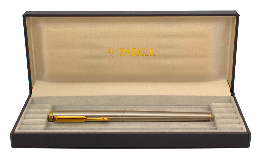 Parker 95 Fountain Pen (1987) - Flighter Style w/GT, C/C,  Fine Gold Plated Nib (Excellent + in Box, Works Well)