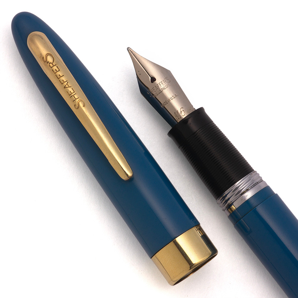 Sheaffer Snorkel Special (1950s) - Pastel Blue w/GT, Medium M6 Palladium Silver Nib (Excellent, Restored)