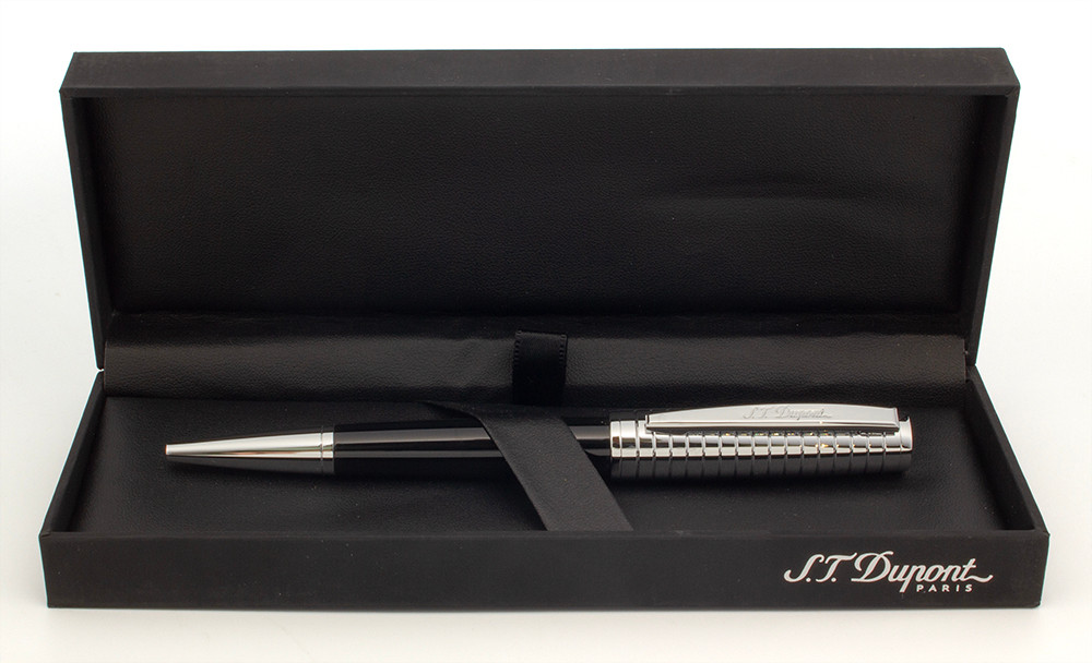 ST Dupont Saint Michel Ballpoint Pen (2000s) - Black Lacquer w Chrome Cap (Near Mint in Box, Works Well)