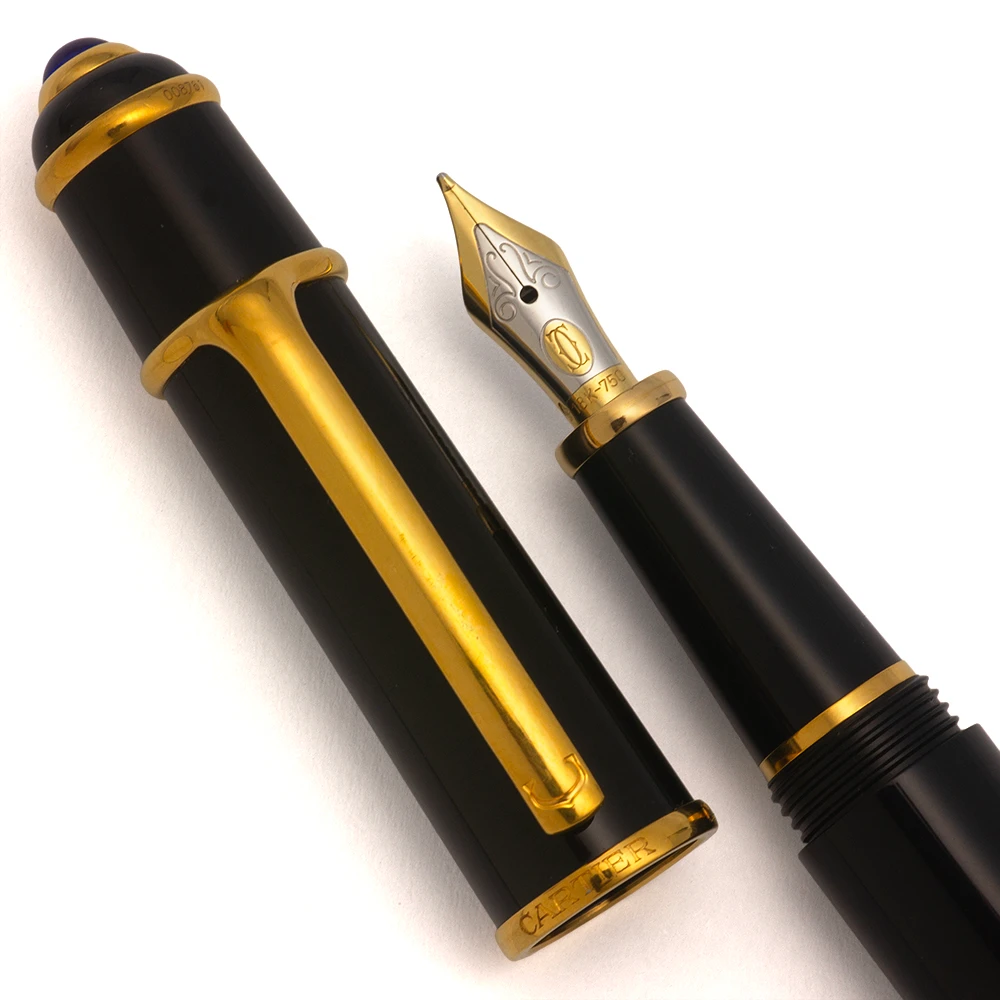 Cartier Diabolo Fountain Pen - Full Size, Black Composite w GT, Medium 18k Nib (Excellent +, Works Well)