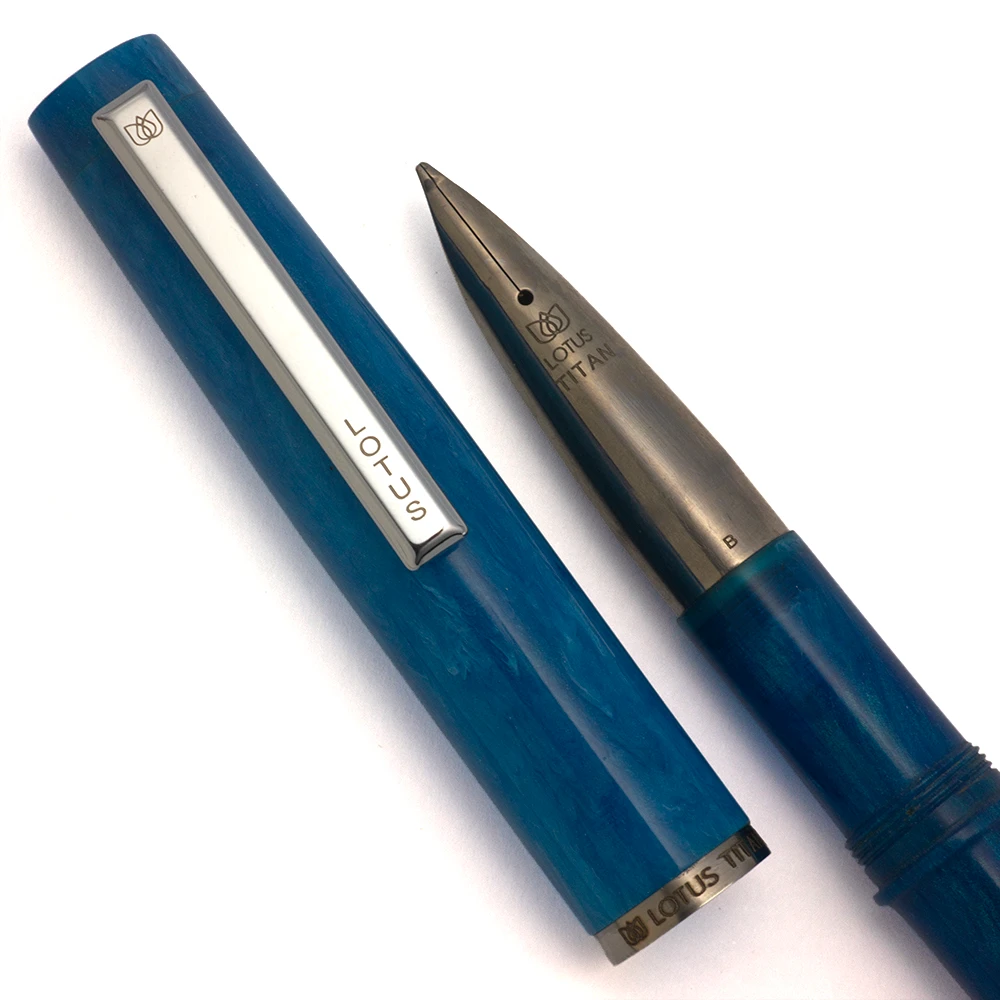 Lotus Titan LE Fountain Pen w Titanium Integrated Nib - PSP Alumilite, Cartridge/Converter (New w Leather Sleeve)