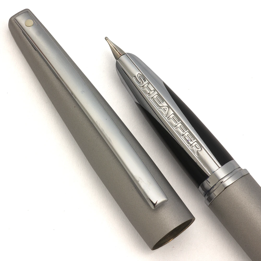 Sheaffer Taranis Fountain Pen (2013-16) - Silver Satin w/Chrome Trim, C/C,  Fine Nib (Mint Condition, Works Well)