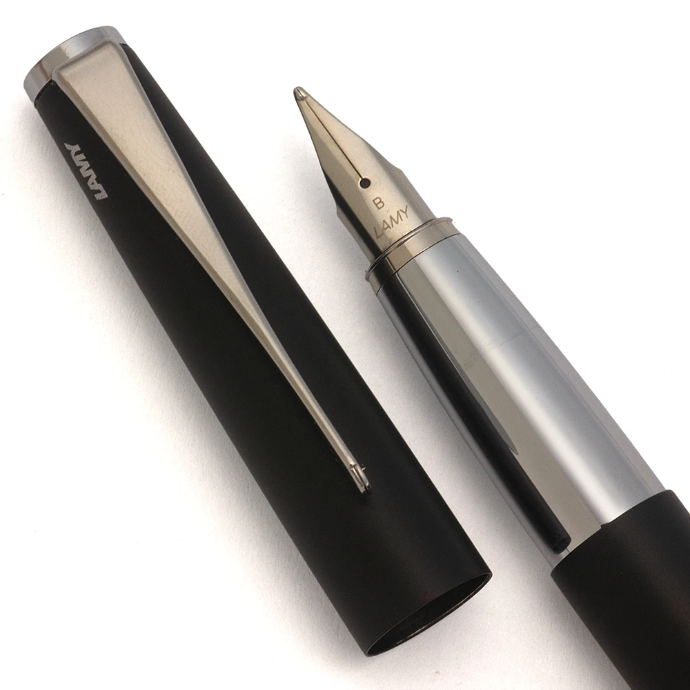 Lamy Studio Fountain Pen - Matte Black with Steel/Chrome Trim, C/C, Broad Steel Nib (Mint Condition, Works Well)