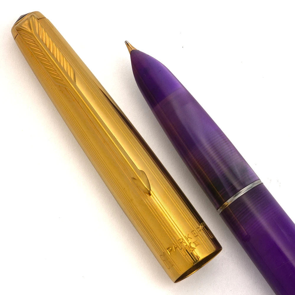 Parker 51 Aerometric Kullock "Fantasy" - Double Jewel, Purple Body, Lined Gold Cap, Fine Gold Nib (Excellent, Works Well)