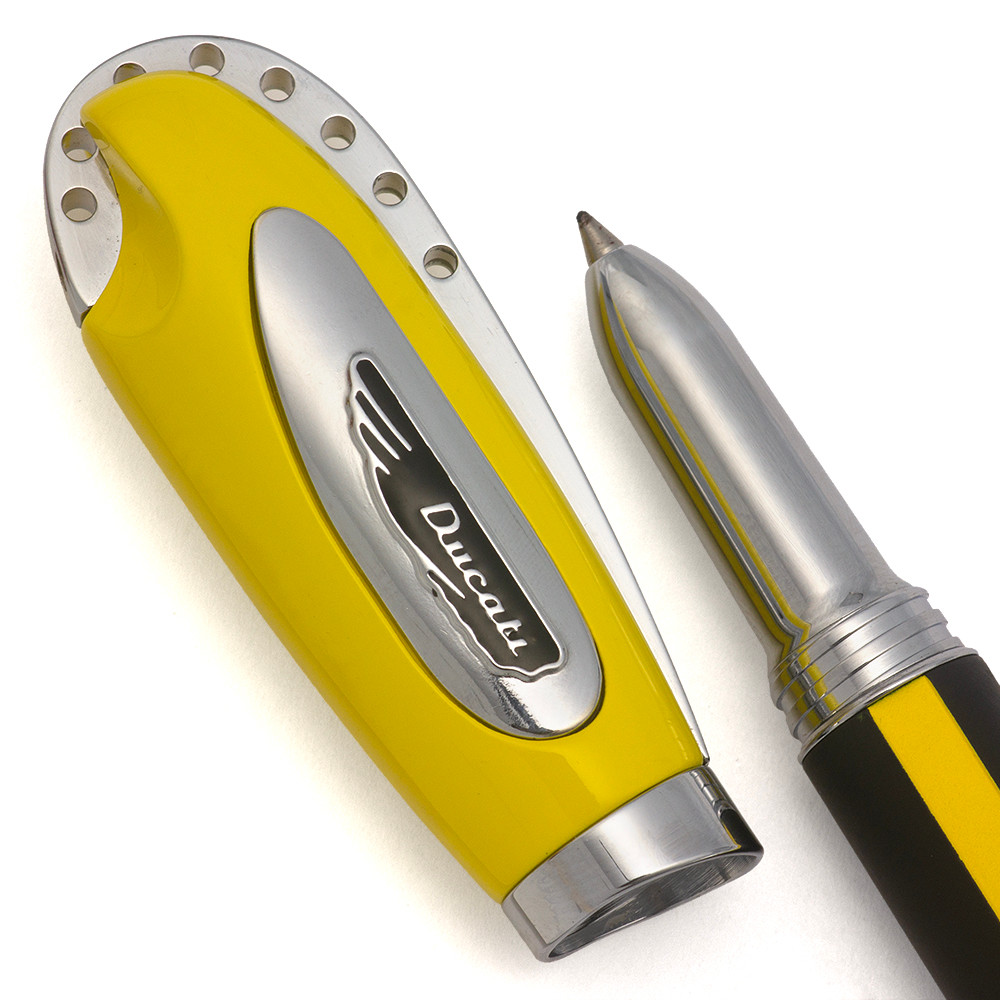 Ducati  "Writing Machines" Rollerball Pen (Italy) - Yellow and Black w/Chrome Trim (Excellent +, Works Well)