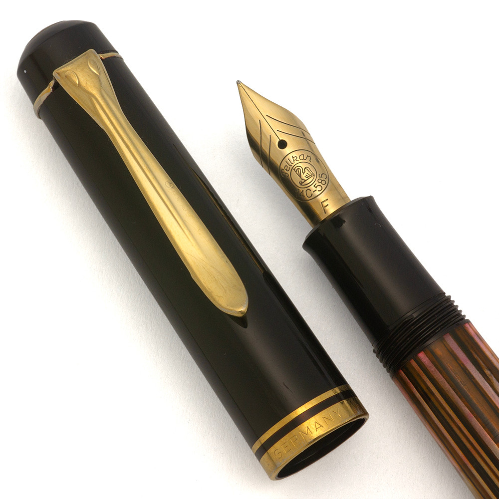 Pelikan M250 Fountain Pen (Levenger, 1987) - Brown Tortoise, 14k Fine (Excellent, Works Well)