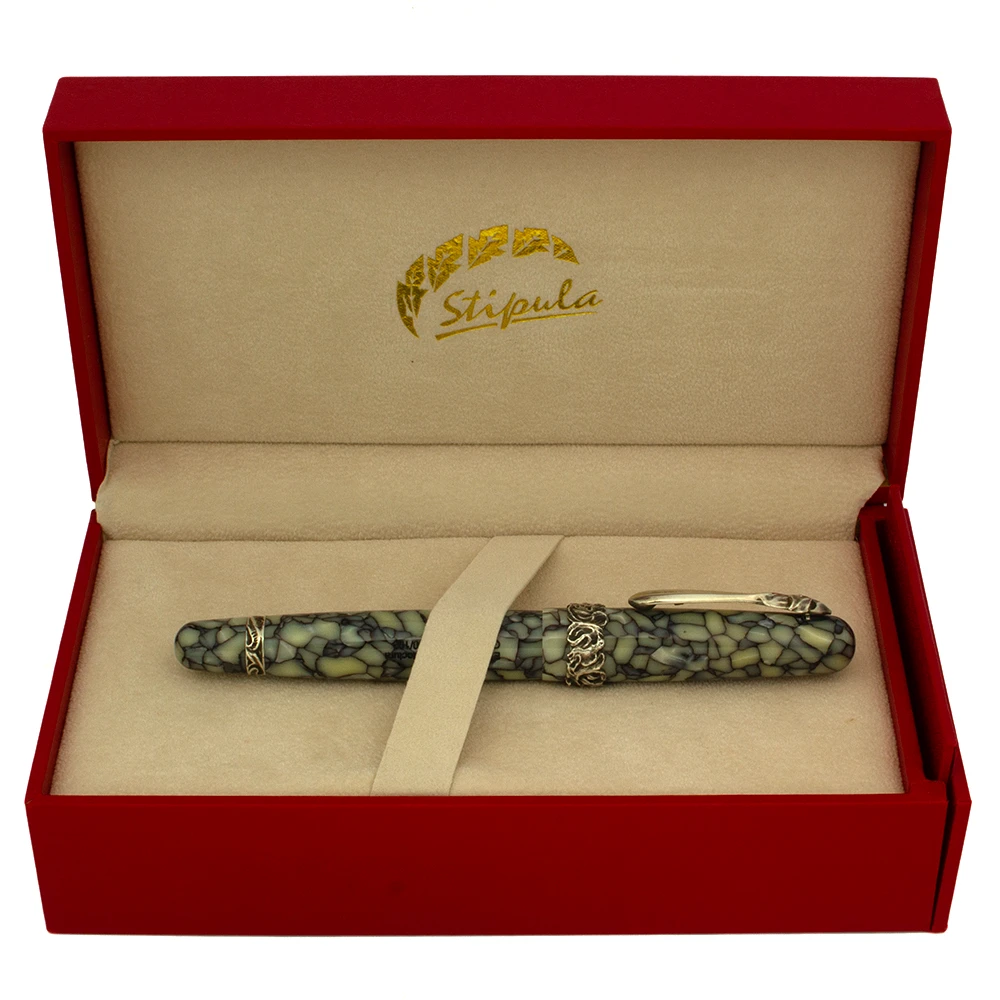 Stipula Etruria De Architectura Gaudì Pedrera LE Fountain Pen - Sandstone, Ornate Sterling Trim, C/C,  14k 0.9mm Stub Nib (Excellent in Box, Works Well)