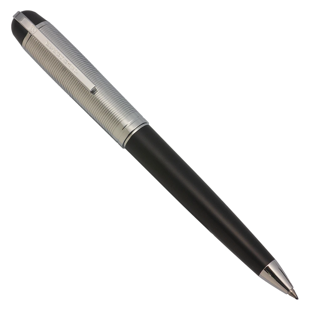 Eversharp Skyline Modern Reissue Ballpoint Pen - Black w Lined Chrome Cap (Excellent +, Works Well)