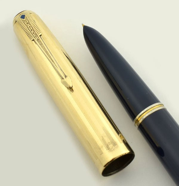 Parker 51 Vacumatic 1944 - Cedar Blue, GF Parallel Four Lines Cap, Fine (Very Nice, Restored)