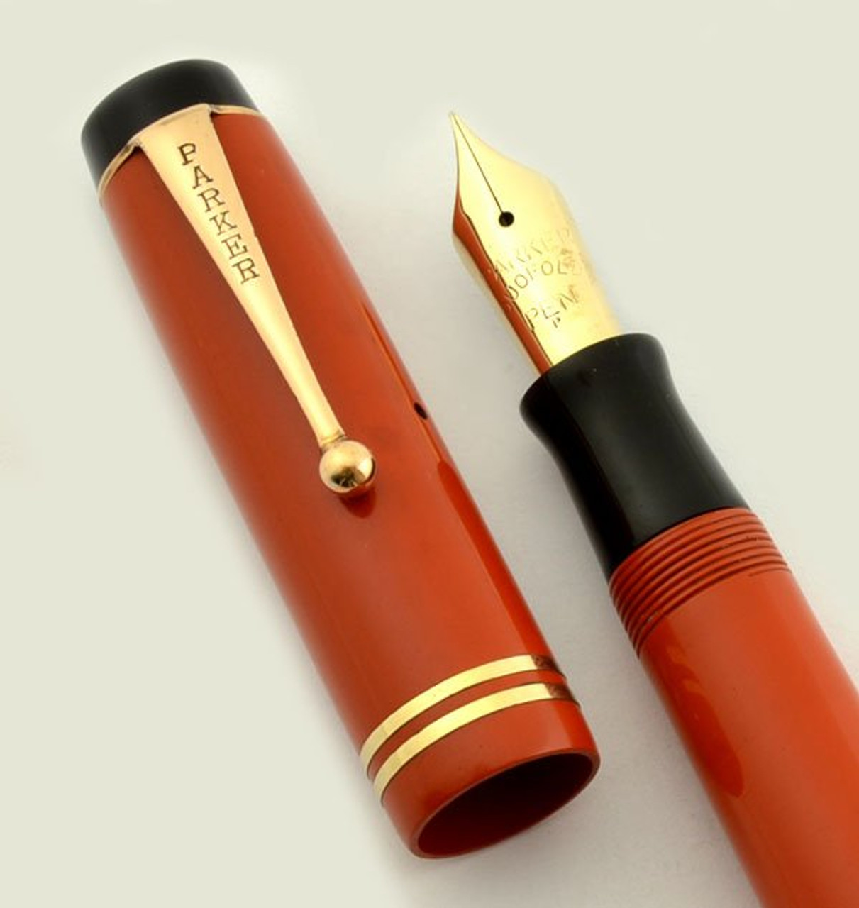 Parker Duofold Senior Fountain Pen (Streamline) - Red, Fine (Excellent+, Restored)
