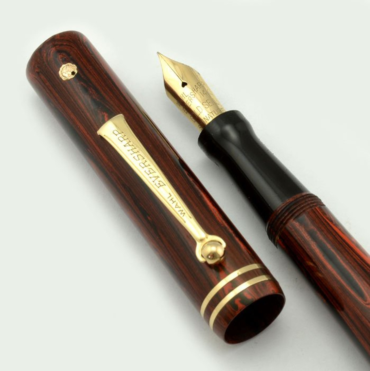 Wahl Gold Seal Fountain Pen - Roller Clip, Full Size, Rosewood, Semi-Flex Signature Nib  (Excellent, Restored)