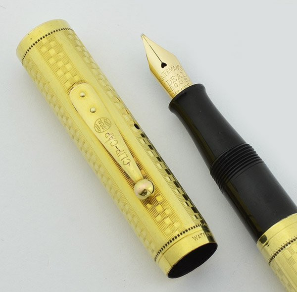 Waterman 0552 Gothic (Checkerboard) Pattern -  Gold Filled, Flexible Nib (Excellent +, Restored)