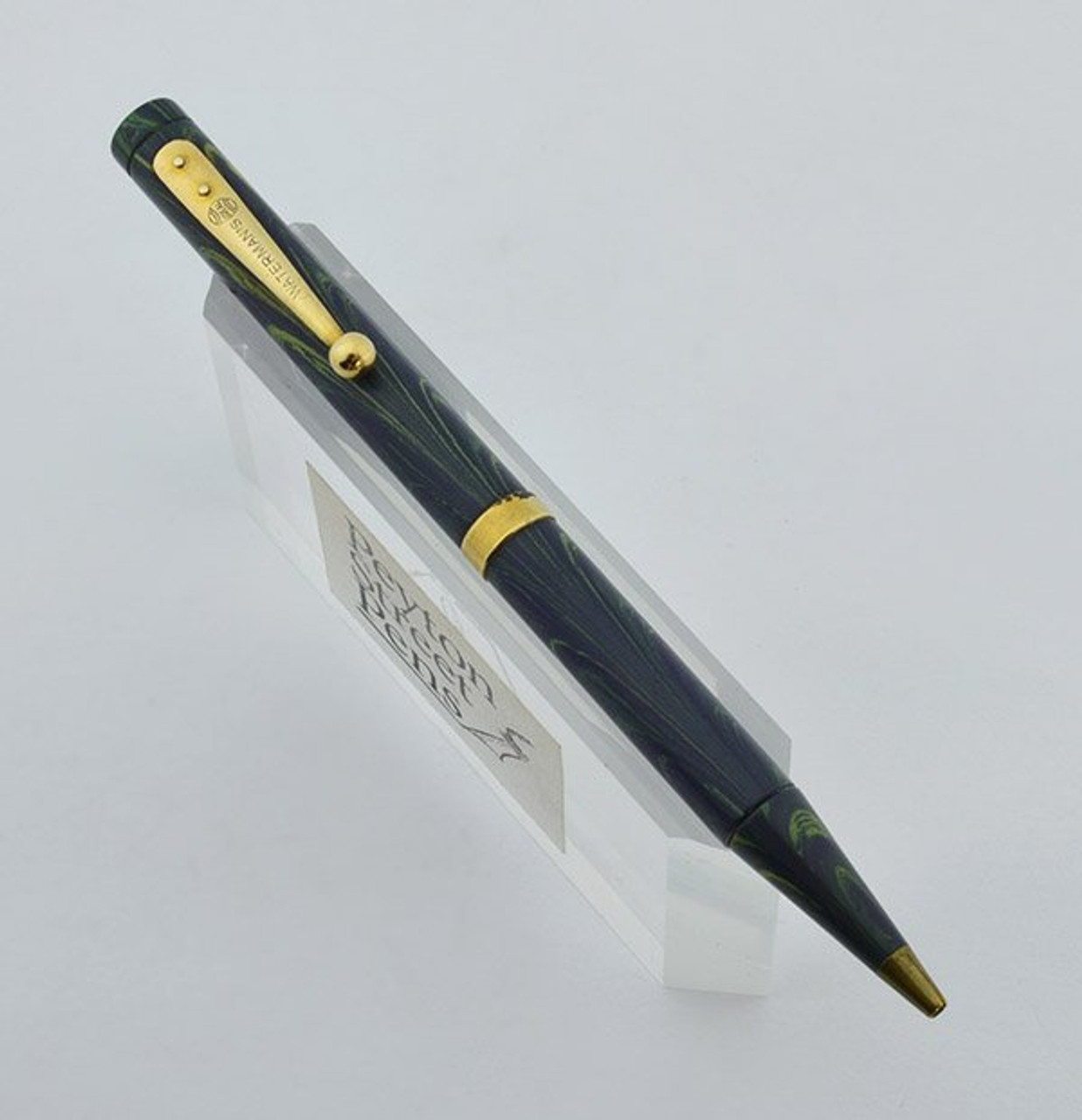 Waterman Olive Ripple Pencil - Unknown Model, Full Size 5" (Excellent, Works Well)