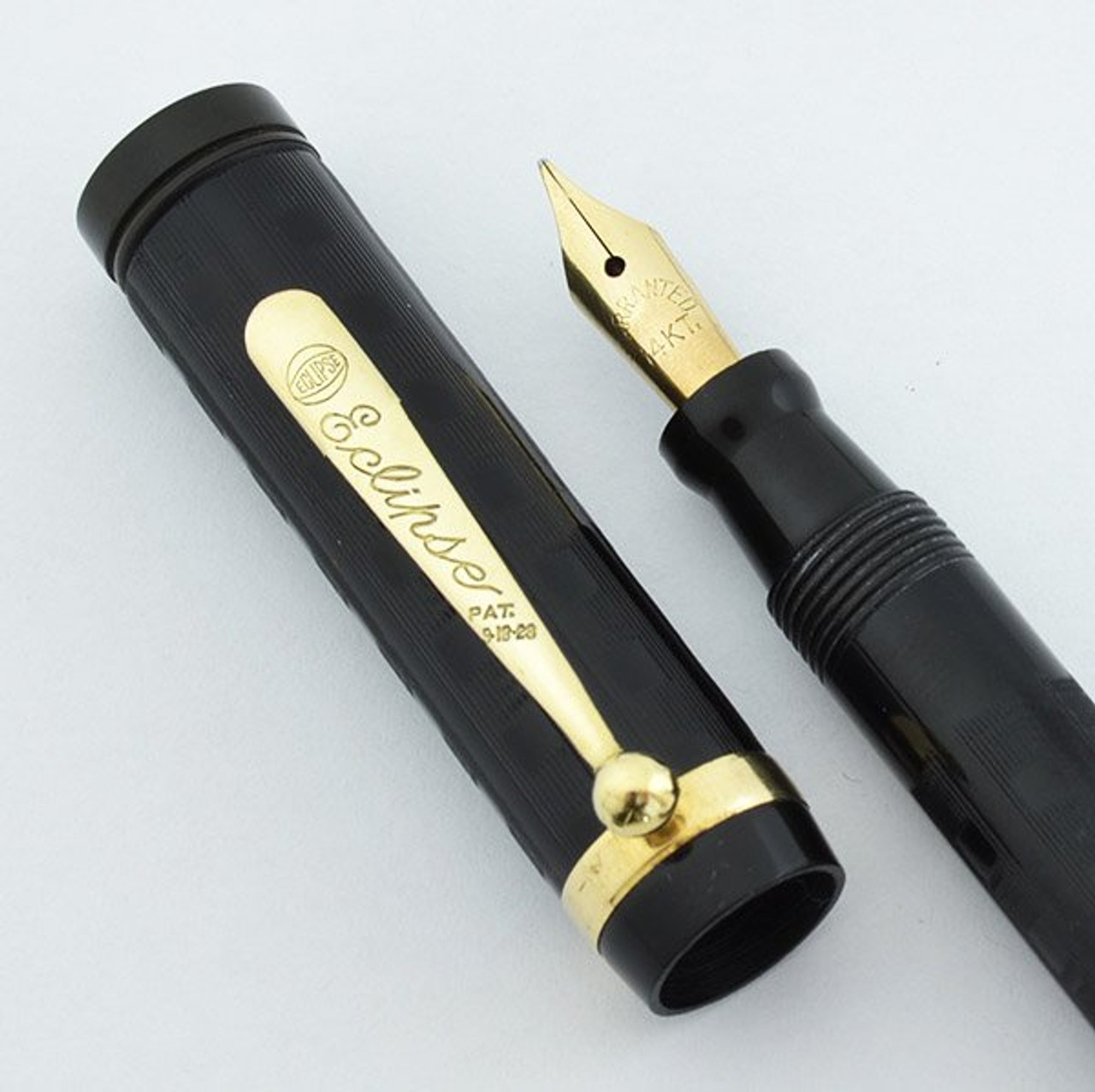 Eclipse Combo Fountain Pen - Oversize BCHR Greek Key, Flexible Medium 14k Nib (Excellent +, Restored)