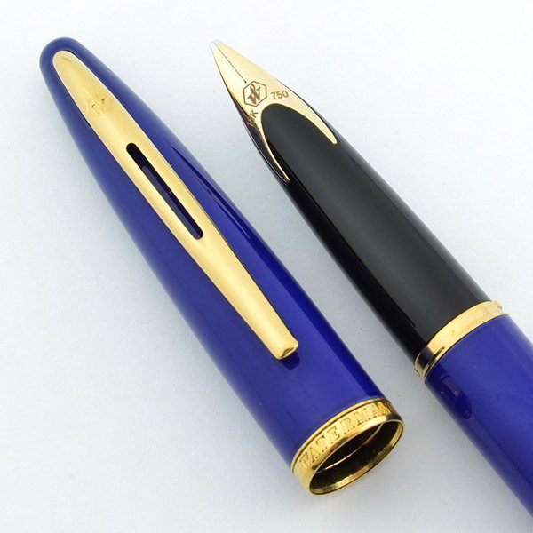 WATERMAN Carène 青 Waterman Carene Fountain Pen - Vivid Blue, Gold Trim, Broad