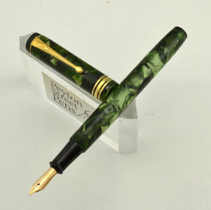 Conway Stewart 388 - 1950s, Green Marble, Medium 14k Nib