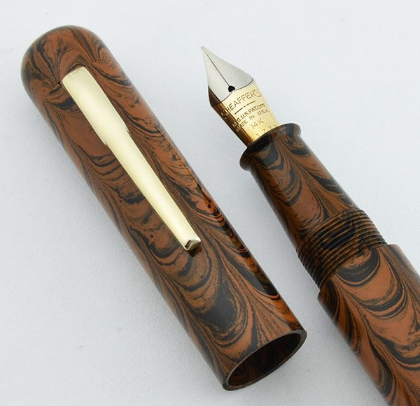 Ranga Ebonite 4C - Blow-Filler, Sheaffer Lifetime Stub Italic Nib, Smooth Green Ripple (New)