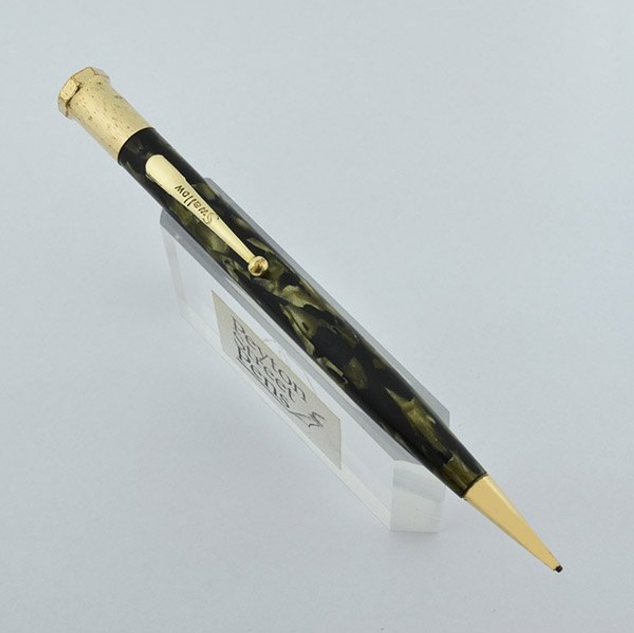 Mabie Todd Swallow Pencil - Full Size, Black & Green (Very Nice, Restored)