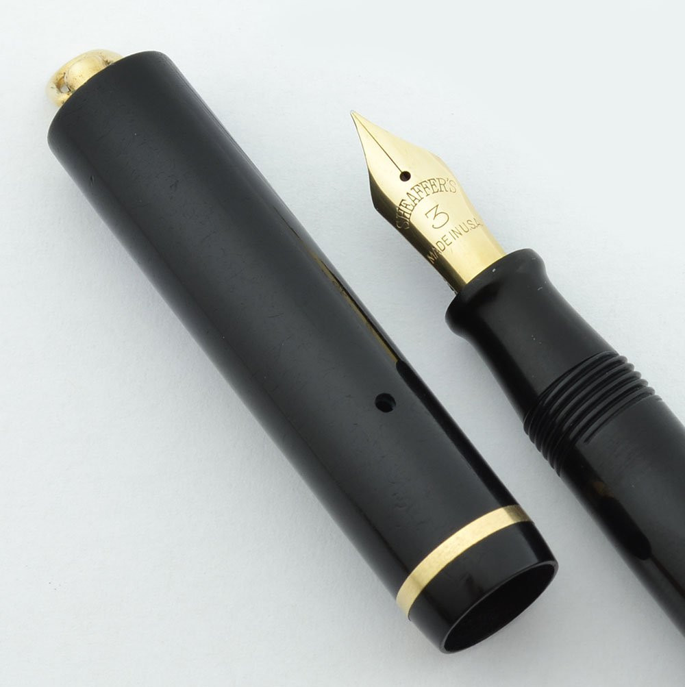 Sheaffer Flat Top - Ring Top, Black Radite, Extra Fine #3 Nib (Very Nice, Restored)