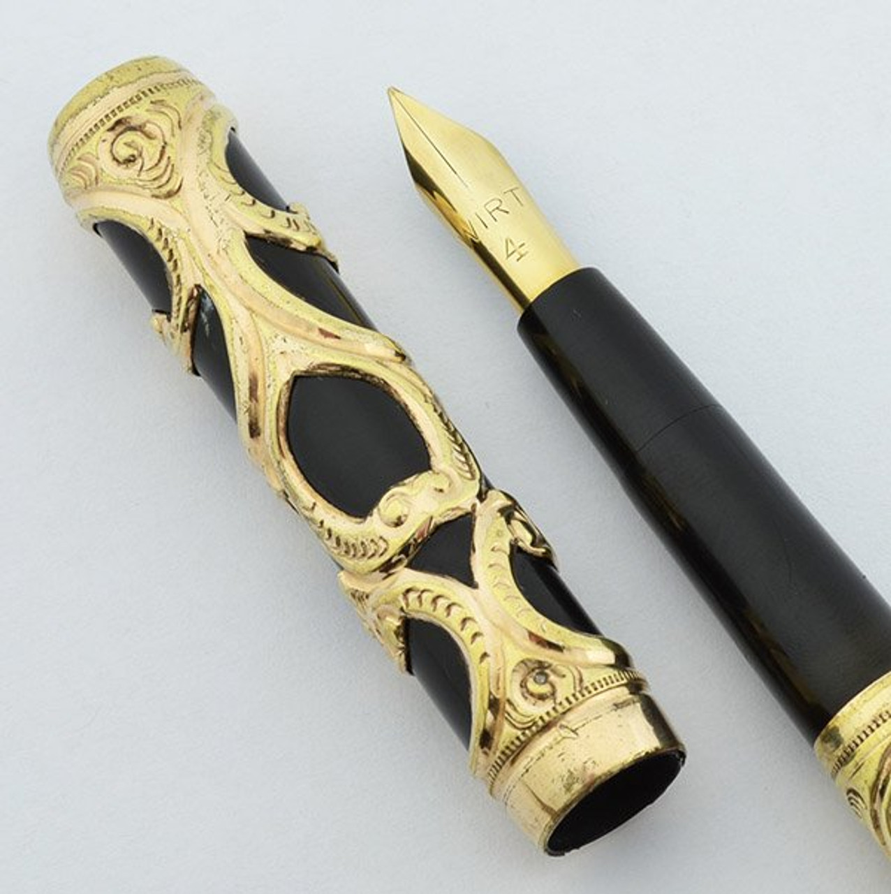 Paul E. Wirt Overlay Fountain Pen - Gold Filled, #4 Full Flex Wirt Nib, Underfeed, Eye Dropper (Very Nice, Tested)