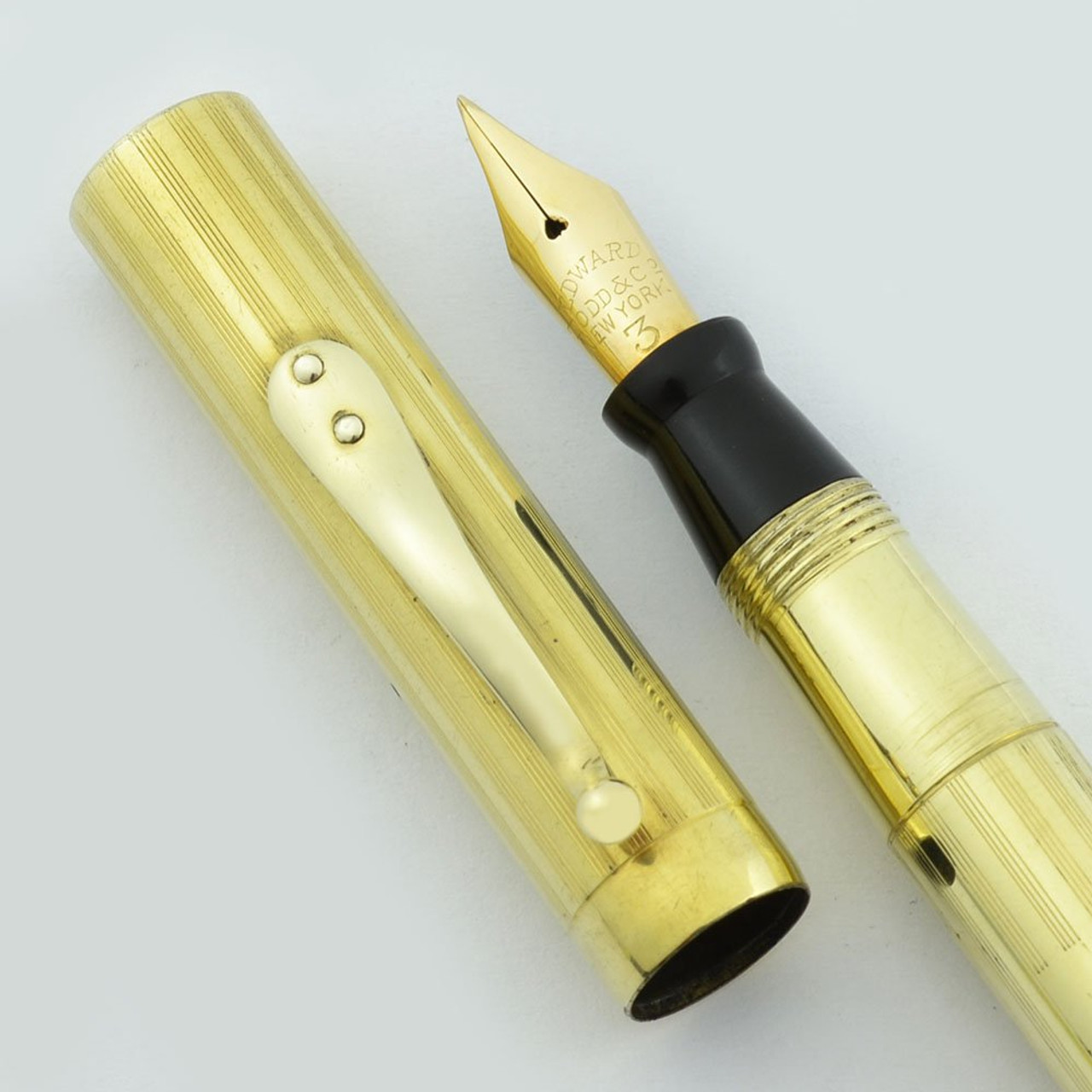 Dubel Servis Combo Pen - Black Hard Rubber, Fine Italic 14k Nib (Excellent, Restored)