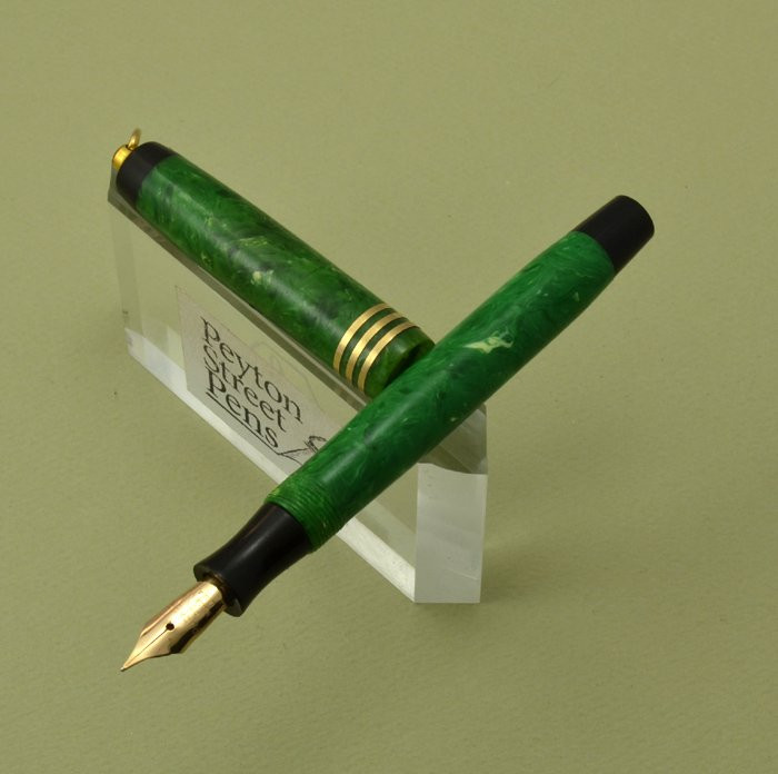 Parker Lady Duofold Fountain Pen - Streamline Ring Top, Green, Fine (Great Color, Restored)