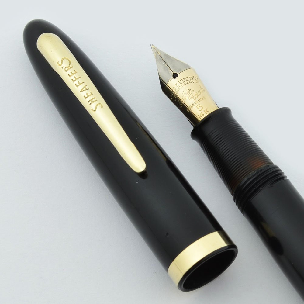 Sheaffer Admiral Fountain Pen - Lever, Black, Fine-XF Feather Touch Nib (Excellent, Restored)