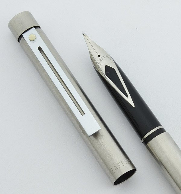 Sheaffer TARGA 1001s Slim Fountain Pen - Brushed Steel, Fine Nib (Excellent, Converter)