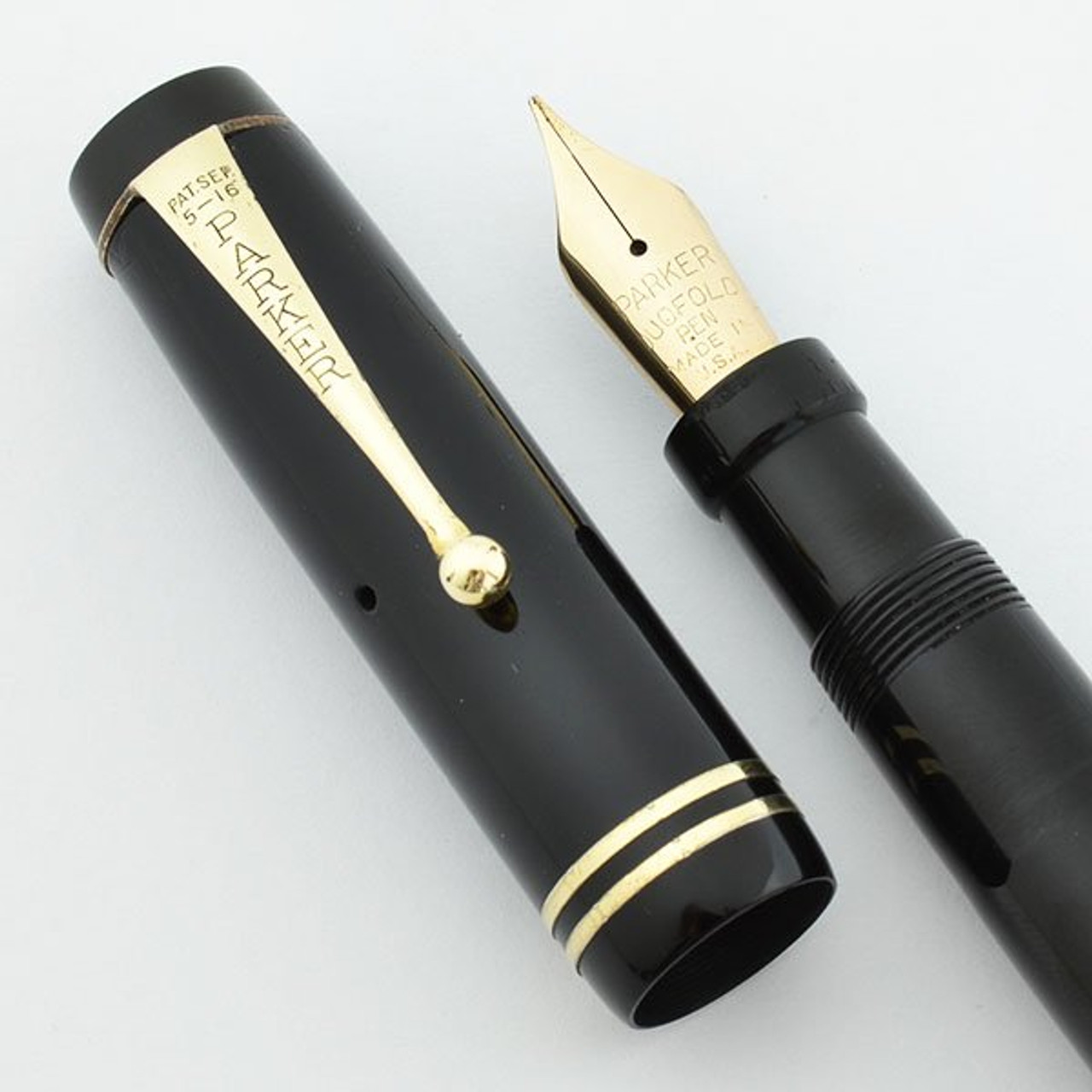 Parker Duofold Senior Fountain Pen (Streamline) - Jade Green, Medium (Excellent, Restored)