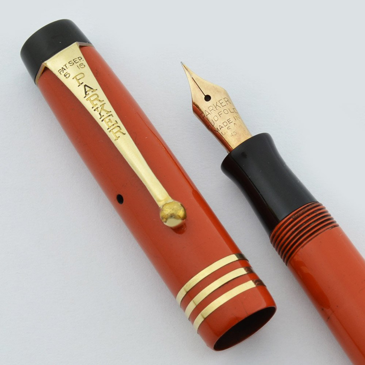 Parker Duofold SPECIAL X-Fine Flex Full Length Slender Fountain Pen Big Red  vtg