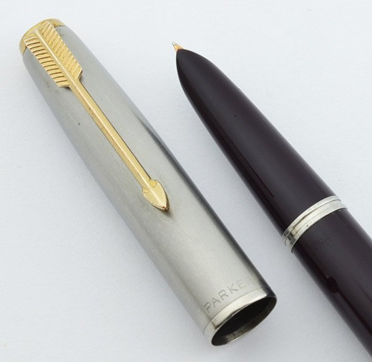 Parker 51 Aerometric Demi Fountain Pen - 1948, Black, Lustraloy Cap, Fine (Very Nice, Personalized)