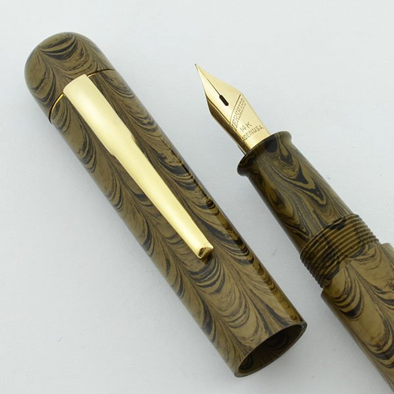 Ranga Ebonite 4cs - Blow-Filler, Sheaffer Gold Plated Fine, Smooth Mottled Brown (New in Box)