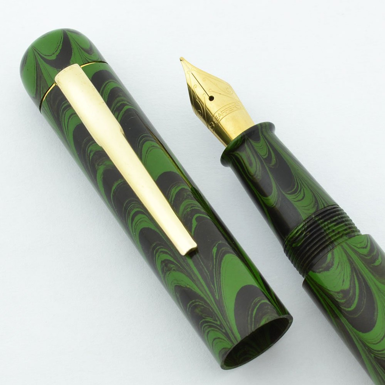 Ranga Ebonite 4cs - Blow-Filler, Sheaffer Steel Fine, Matte Mottled Green (New in Box)