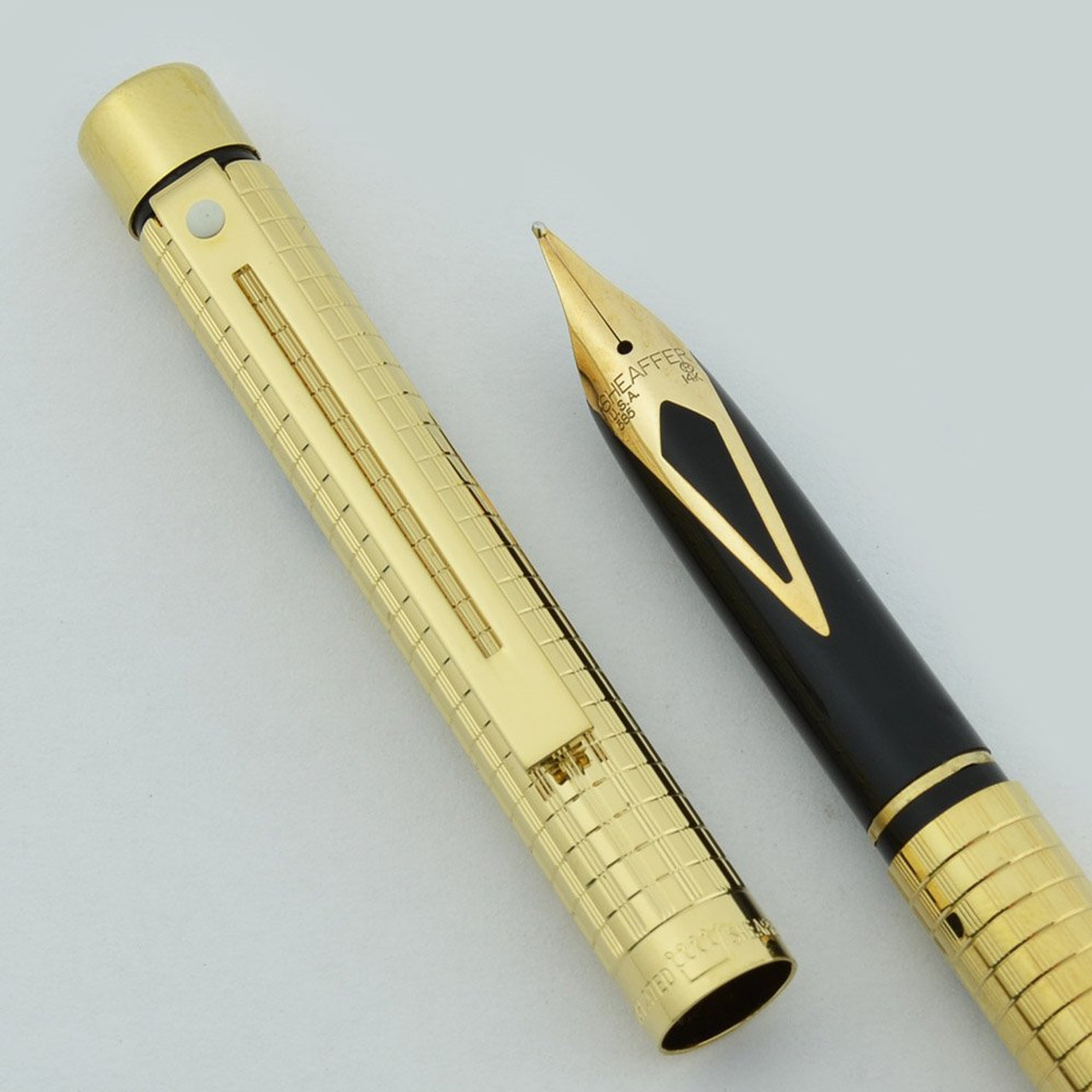 Sheaffer Targa 1007s Slim Fountain Pen - Geometric aka Gold Squares, 14k Nibs (New Old Stock in Box)