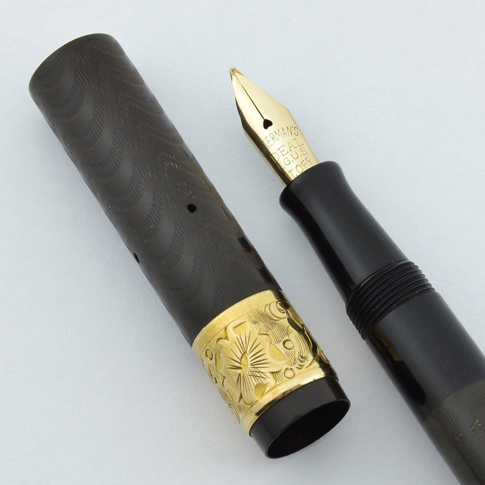 Waterman 0852 V Fountain Pen - BCHR w Wide Gold Band, Flexible