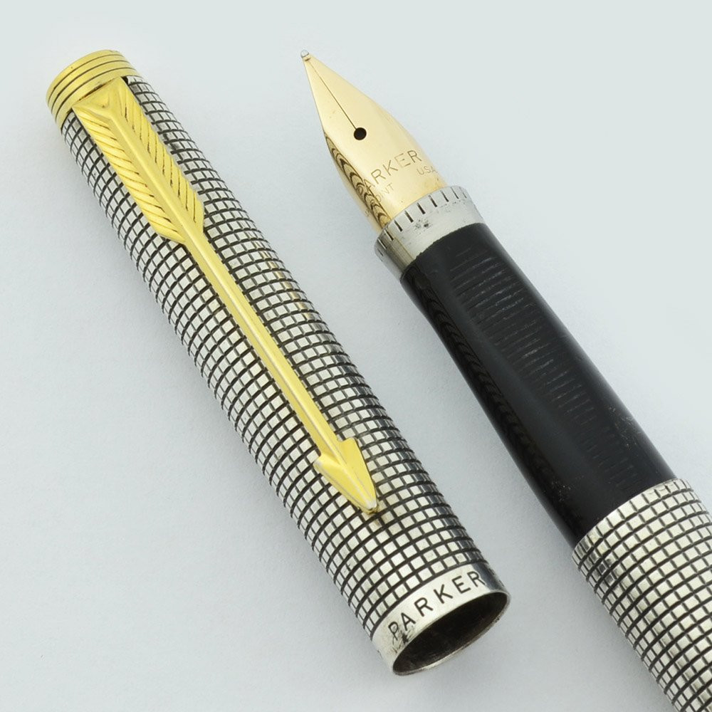 Parker 75 Sterling Fountain Pen  - USA, Flat Tassies, Fine Nib (Excellent)