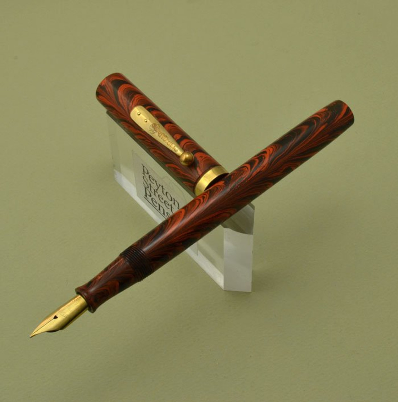 Waterman 55 Fountain Pen -  Red Ripple w Fully Flexible #5 Nib (Excellent, Restored)