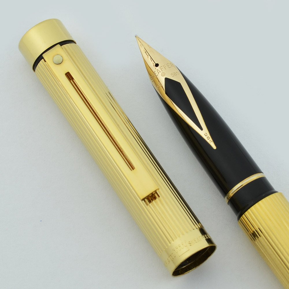 Sheaffer Targa 1005 Fountain Pen - Gold Fluted, Fine 14k Nib