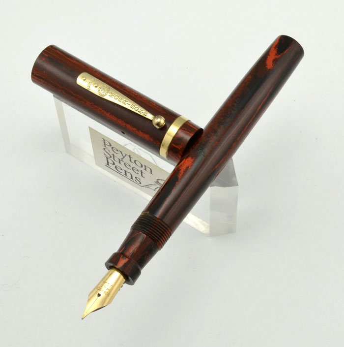Morrison Fountain Pen Slim, BCHR, Red Ends, Flexible Medium Nib  (Excellent, Restored)