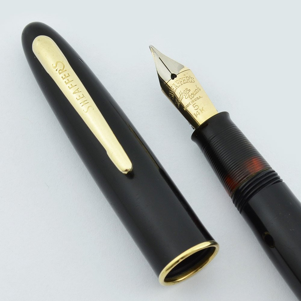 Sheaffer Craftsman 500 Fountain Pen - Black, Lever, Fine Feather Touch Nib (Very Nice, Restored)