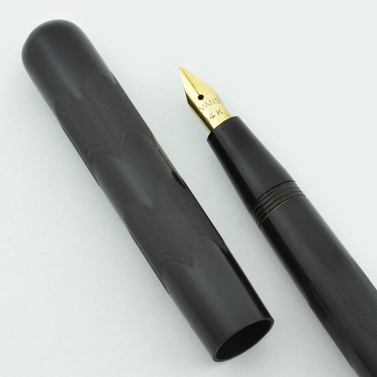 Evans Hump Filler Fountain Pen - BCHR, Crescent-Like Filler, Flexible Medium Nib (Excellent, Restored)