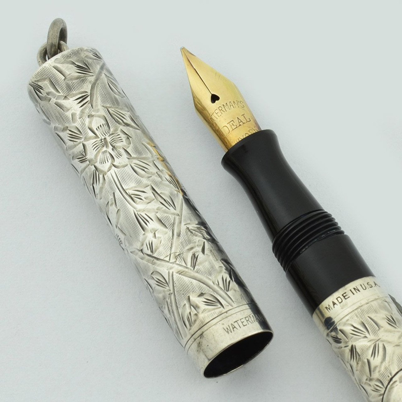 Waterman 452 1/2 V Fountain Pen - Fully Etched Sterling , Flexible 