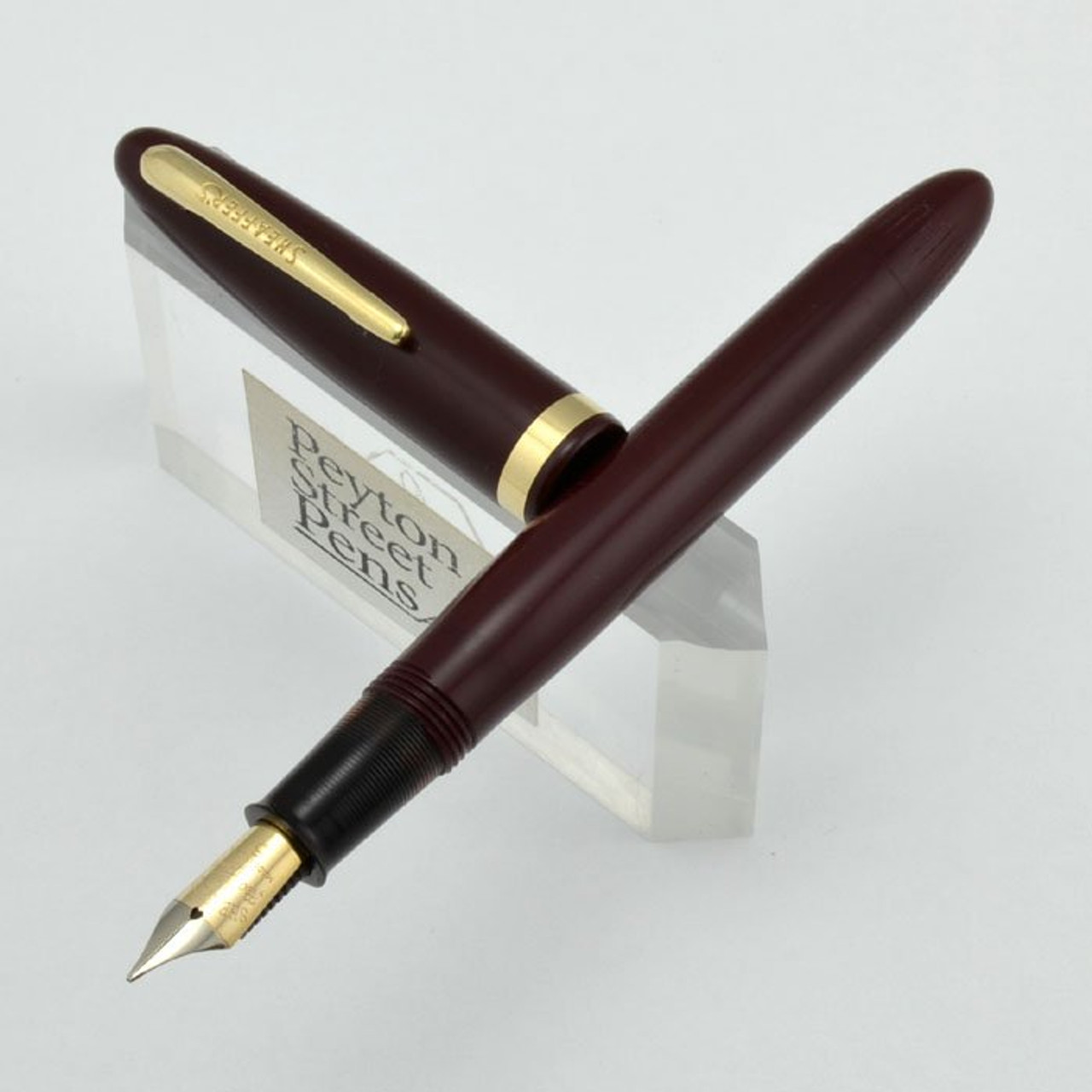 Sheaffer Admiral Touchdown - Burgundy, 14k Feather Touch Medium, (Excellent, Restored)