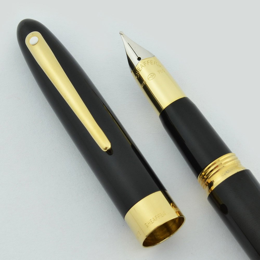 Sheaffer Crest (Reissue) Fountain Pen - #591 Black Lacquer, Medium 18k Nib (New Old Stock)