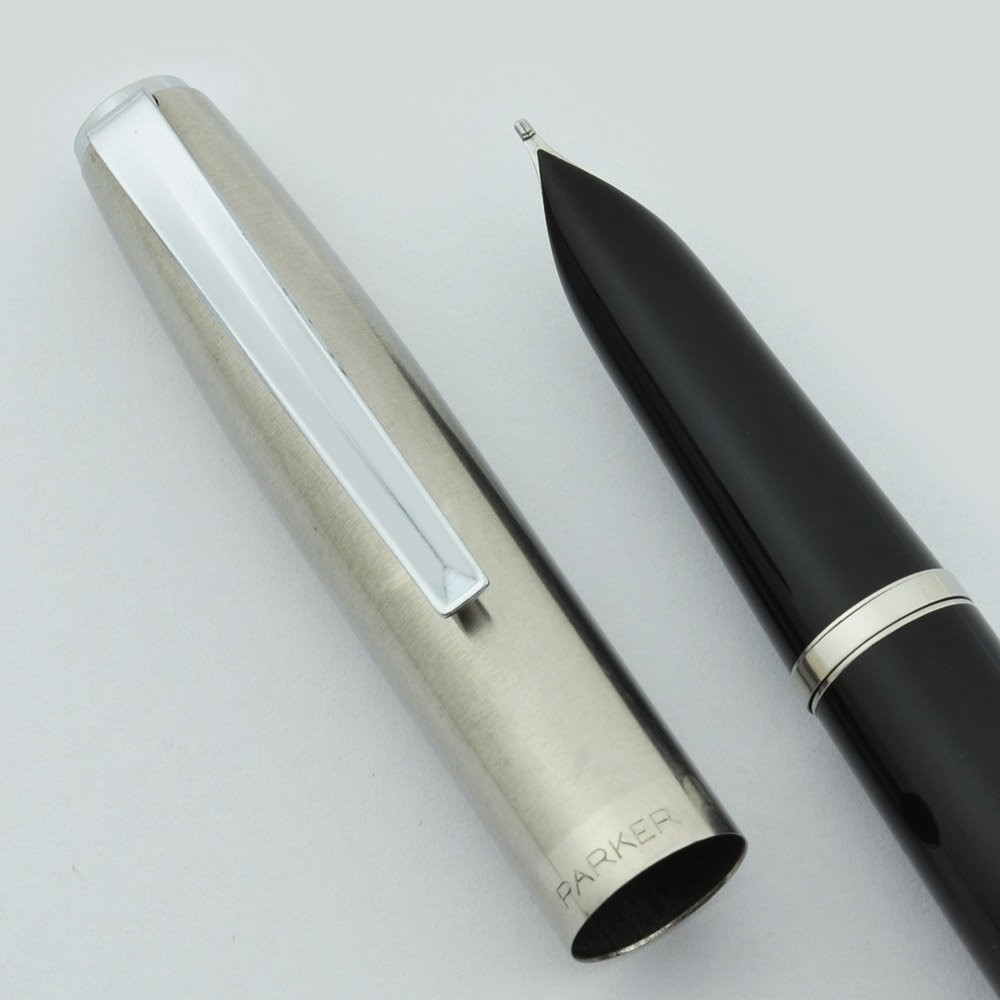 Parker 21 Fountain Pen - Trough Clip, Black, Fine-Medium (Excellent, Works Well)