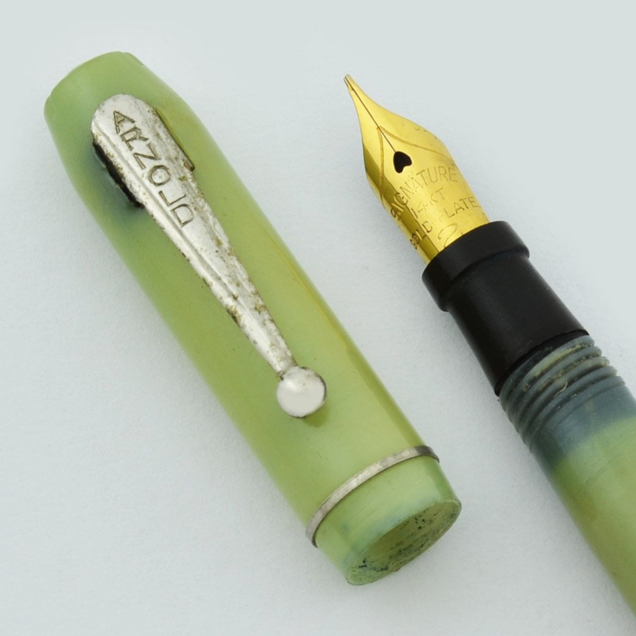 Arnold Mini Fountain Pen - Light Green, Fine Gold Plated Nib (Very Nice, Restored)