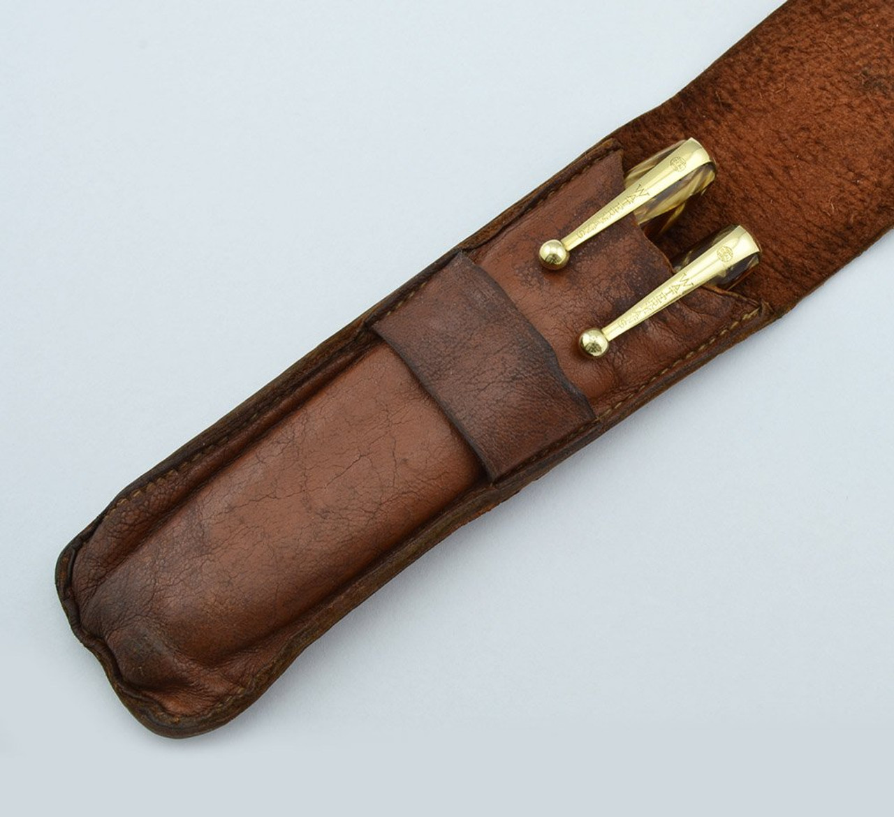 Waterman 1940s Pen Set - Uncommon Model, Military Style Clip, Flexible Nib, Leather Pouch (Excellent, Restored)