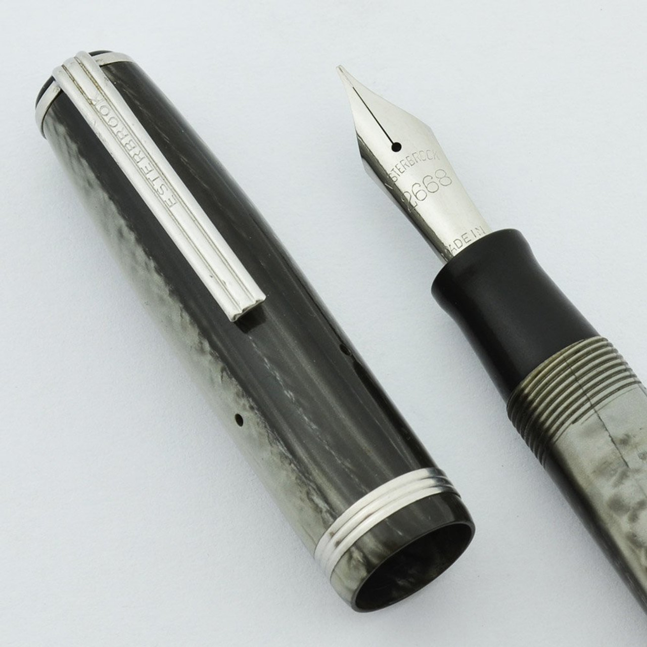 Esterbrook Transitional J Fountain Pen - Grey, 2668 Firm Medium Nib (Very Nice, Restored)