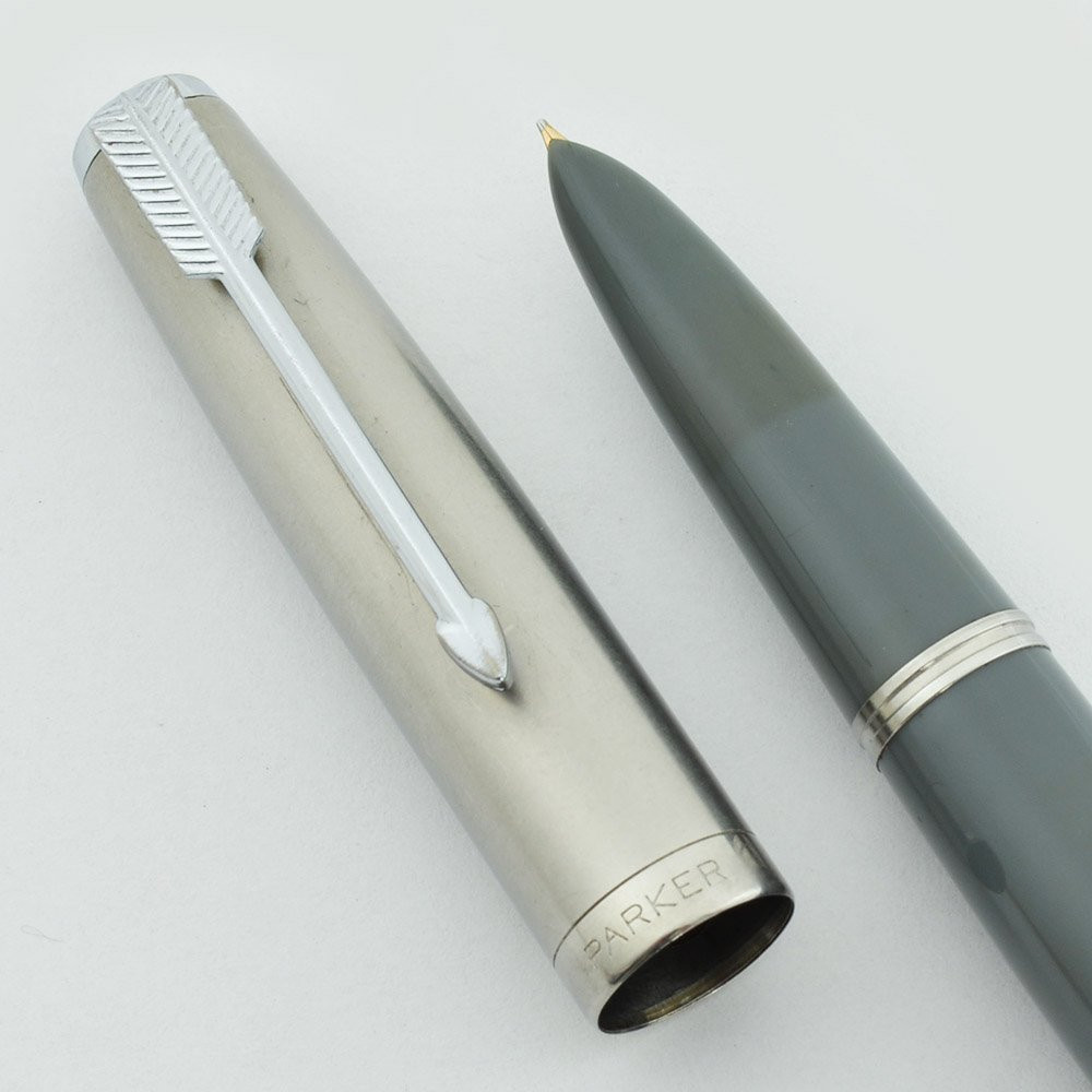 rosymonster hem frill parker グレー Parker 51 Vacumatic 1947 - Demi Size, Dove Grey, Steel Cap, Fine